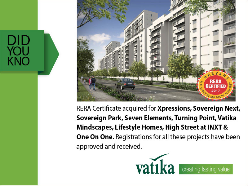 RERA certificate acquired for 9 projects of Vatika Update